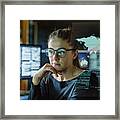 Young Woman Global Communications Framed Print