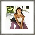 Young Woman In Oblique Face One Leg Pose Framed Print
