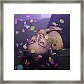 Young Woman Laying On Sofa With Confetti Falling Framed Print