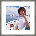 Young Woman With Paddleboard, Portrait Framed Print