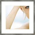 Young Woman's Face And Arm, Partial View, Looking At Camera Framed Print