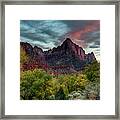 Zion Canyon Sunset Framed Print