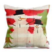 Happy Snowmen- Art By Linda Woods Throw Pillow Happy Snowmen- Art By Linda Woods Throw Pillow
