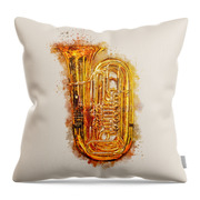 Tuba in Colorful Watercolor - Shiny Golden Brass Musical