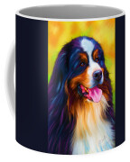 Colorful Bernese Mountain Dog Painting Coffee Mug by Michelle Wrighton