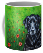 Poppy - Labrador Dog In Poppy Flower Field Coffee Mug by Michelle Wrighton