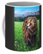 Grizzly Bear In Field Of Flowers Painting Coffee Mug