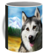 Smiling Siberian Husky  Painting Coffee Mug by Michelle Wrighton
