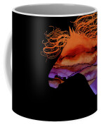 Colorful Abstract Wild Horse Silhouette In Purple And Orange Coffee Mug by Michelle Wrighton