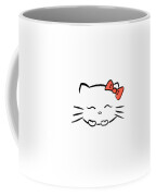 Happily giggling Hello kitty with a red bow, Japanese kawaii