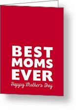Best Moms Card- Red- Two Moms Mother's Day Card Mixed Media by Linda Woods - Fine Art America