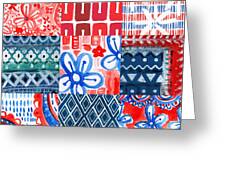 Boho Americana- patchwork painting Yoga Mat by Linda Woods - Pixels