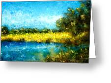 Canola Fields Impressionist Landscape Painting Greeting Card