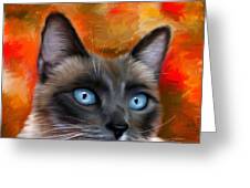 Fire And Ice - Siamese Cat Painting Greeting Card by Michelle Wrighton