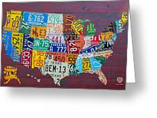 License Plate Map of The United States Metal Print