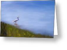 Lone Egret Painting Greeting Card