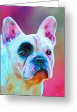Vibrant French Bull Dog Portrait Greeting Card by Michelle Wrighton