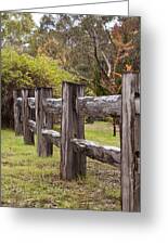 Raindrops On Rustic Wood Fence Greeting Card