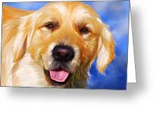 Happy Golden Retriever Painting Greeting Card by Michelle Wrighton