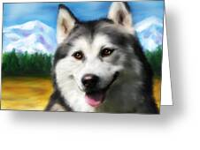 Smiling Siberian Husky  Painting Greeting Card by Michelle Wrighton