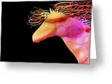 Colorful Abstract Wild Horse Orange Yellow And Pink Silhouette Greeting Card by Michelle Wrighton