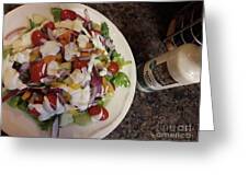 Aerial View Of Tossed Salad And Olive Garden Dressing Photograph