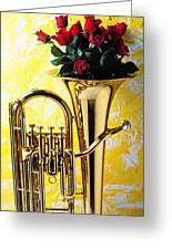 Tuba In Colorful Watercolor Shiny Golden Brass Musical Instrument