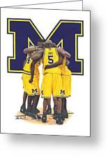 MICHIGAN WOLVERINES FAB FIVE MATTED PHOTO OF PLAYERS AND FAB FIVE BILLBOARD 