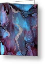 Singularity Purple And Blue Abstract Art Greeting Card by Michelle Wrighton
