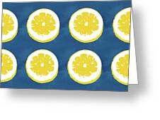 Sliced Lemons on Blue- Art by Linda Woods Mixed Media by Linda Woods ...