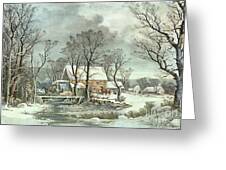 Currier & Ives Winter in The Country Old Grist Mill 3 Inch Corning Glass Ornament by Christmas Greetings Collection