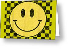 Retro Happy Face Distressed Checkered Pattern Smile Face Ornament by KyleAl  EsmeBe - Fine Art America