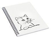 Cute cat pen and ink drawing Spiral Notebook by Karen Kaspar - Pixels