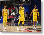 Stephen Curry, Chris Paul, And Lebron James #1 Metal Print