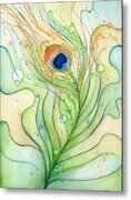 Peacock Feather Watercolor Metal Print