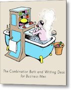 Combination Bath And Writing Desk By W. Heath Robinson Metal Print