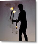 Fire Juggler Metal Print