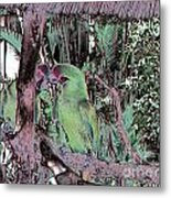 Green Parrots. Art  Design Metal Print