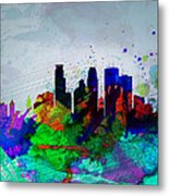 Minneapolis Watercolor Skyline Metal Print