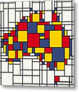 Mondrian Inspired Australia Map Metal Print