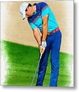 Rory Mcilroy Plays His Second Shot On The Par 4 Metal Print