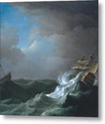 Ships In Distress In A Storm Metal Print