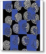 063 Flowers On Checkerboard Blue Metal Print