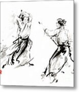 Aikido Enso Circle Martial Arts Sumi-e Original Ink Painting Artwork #1 Metal Print