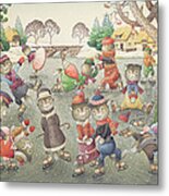 Cats On Skates Metal Print