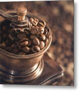 Coffee Beans And Grinder #1 Metal Print