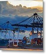 Container Cargo Freight Ship With Working Crane Loading  #1 Metal Print