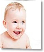 Cute Happy Baby Laughing On White #1 Metal Print