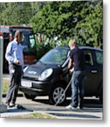 Electric Car And Charger #1 Metal Print