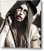 Grunge Ghost Girl With Blood Mouth. Dark Fine Art #1 Metal Print